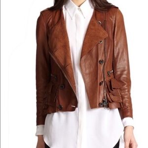 Phillip Lim Camel Leather Jacket with ruffles